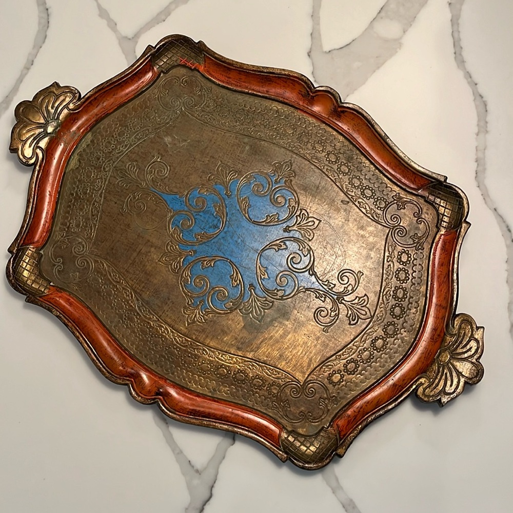 Vintage Handmade Painted Florentine Serving Tray